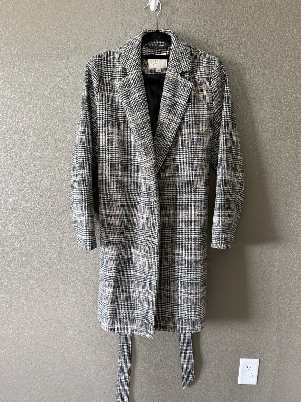 a new day Gray Plaid Trench Coat